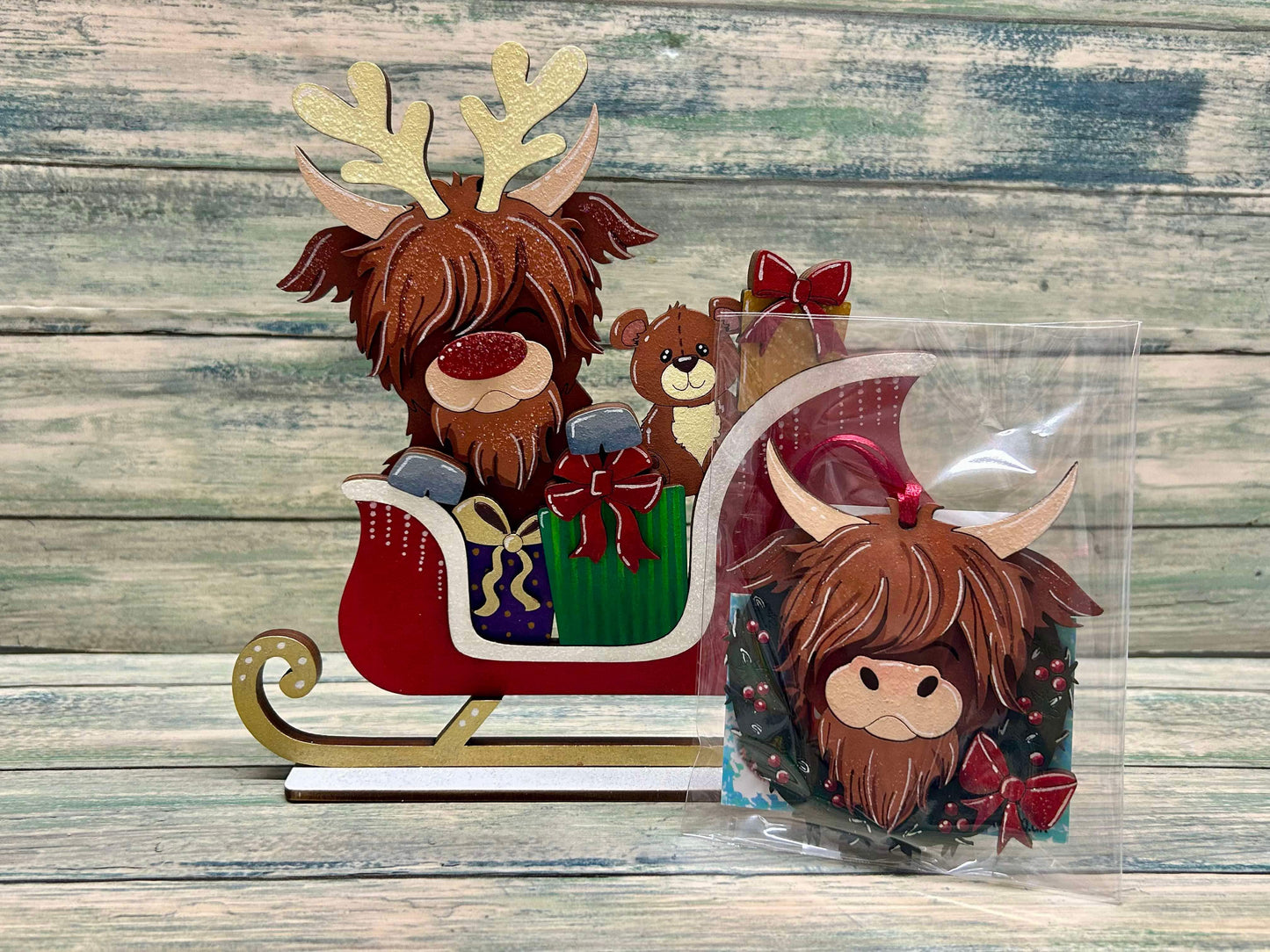 Highland cow Christmas ornament