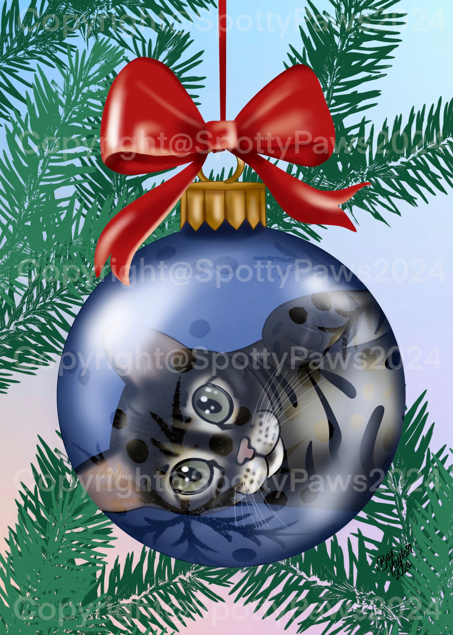 Set of 5 Bengal Illustration Christmas cards 2024 edition.