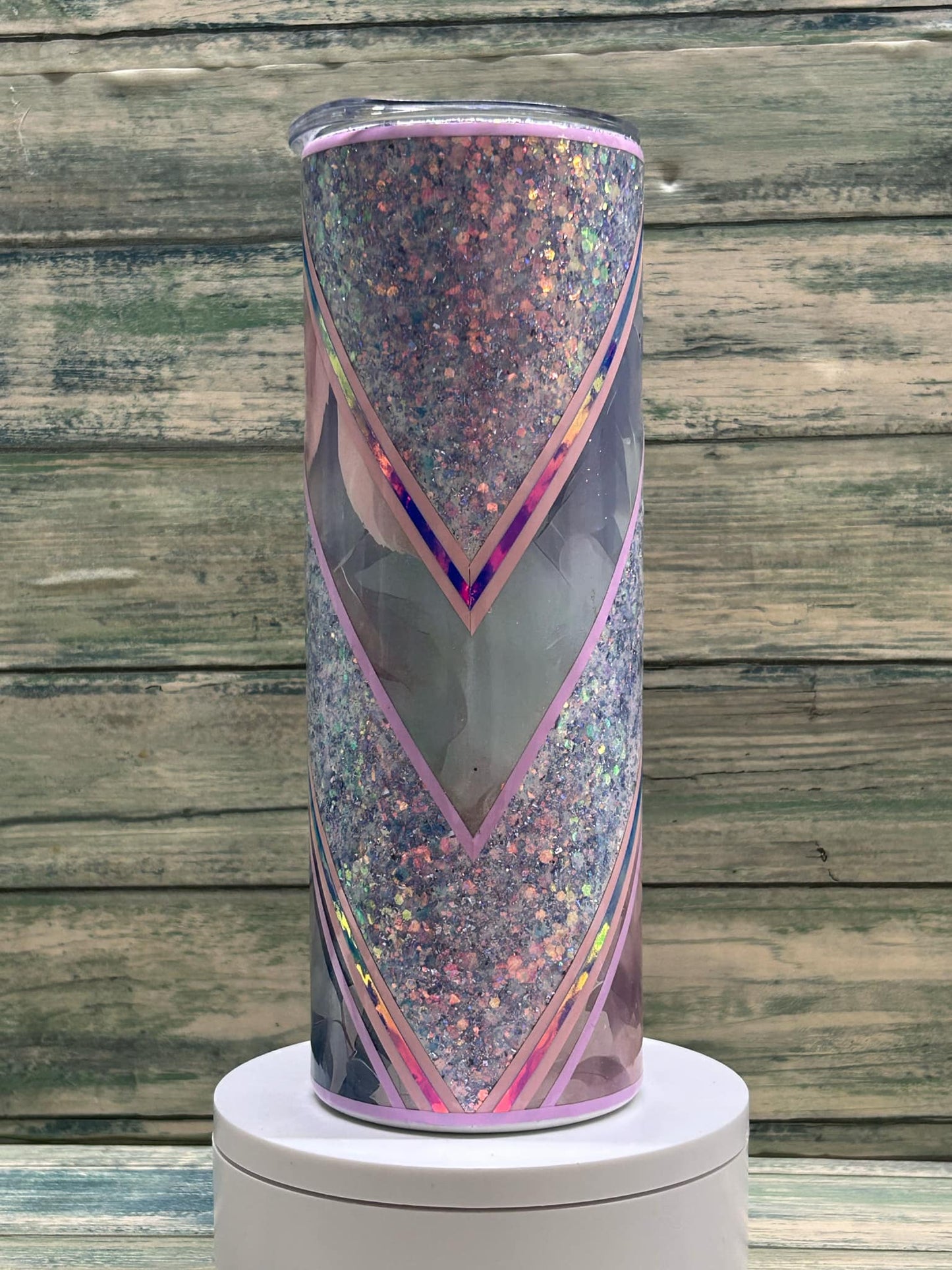 20 oz V Split muted toned flowers tumbler.