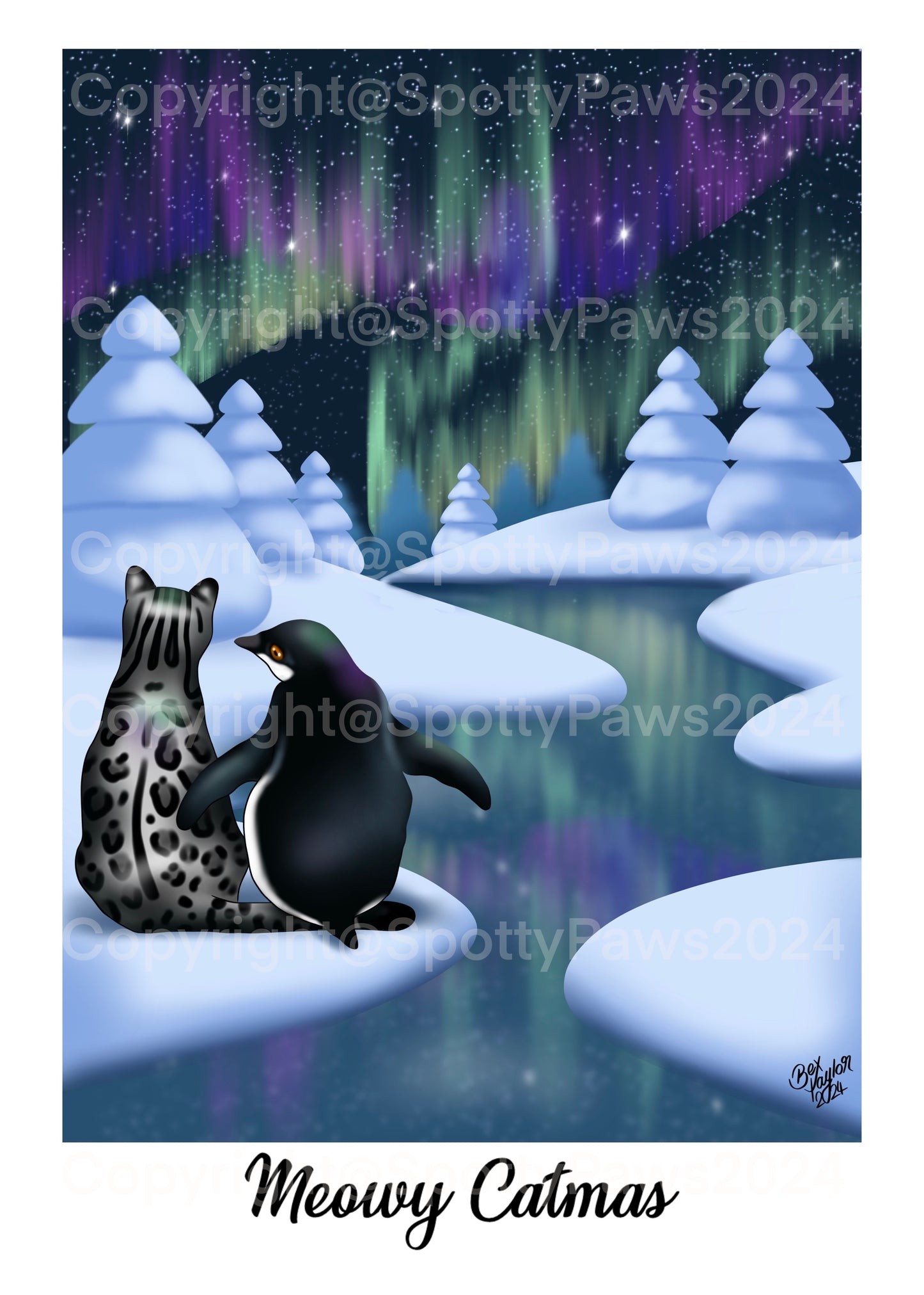 Set of 5 Bengal Illustration Christmas cards 2024 edition.