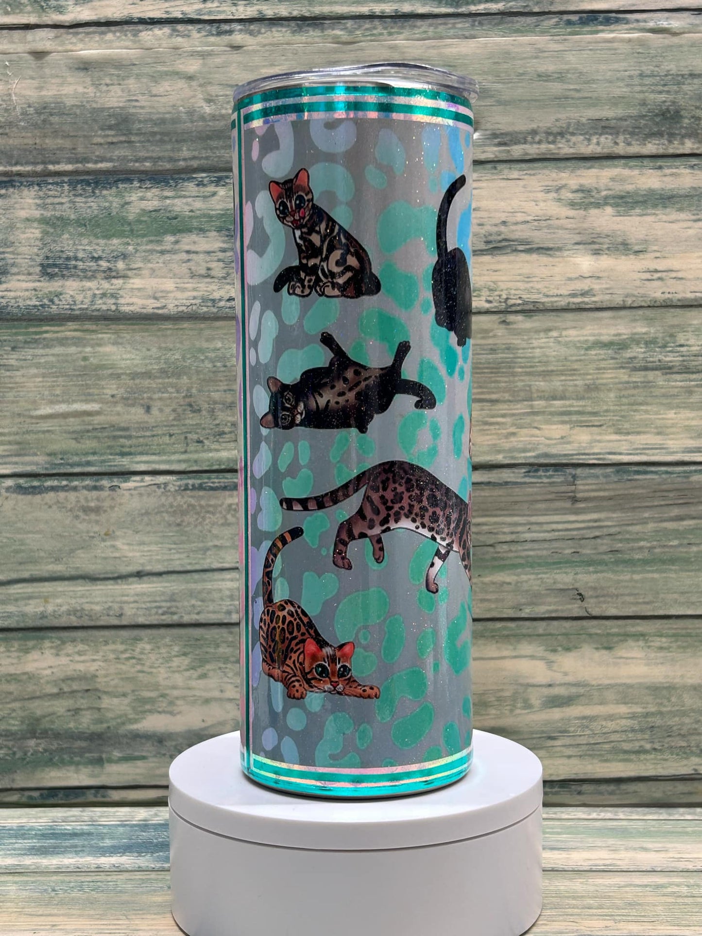 Beautiful Spotty Paws exclusive Bengal cat 20oz tumbler.
