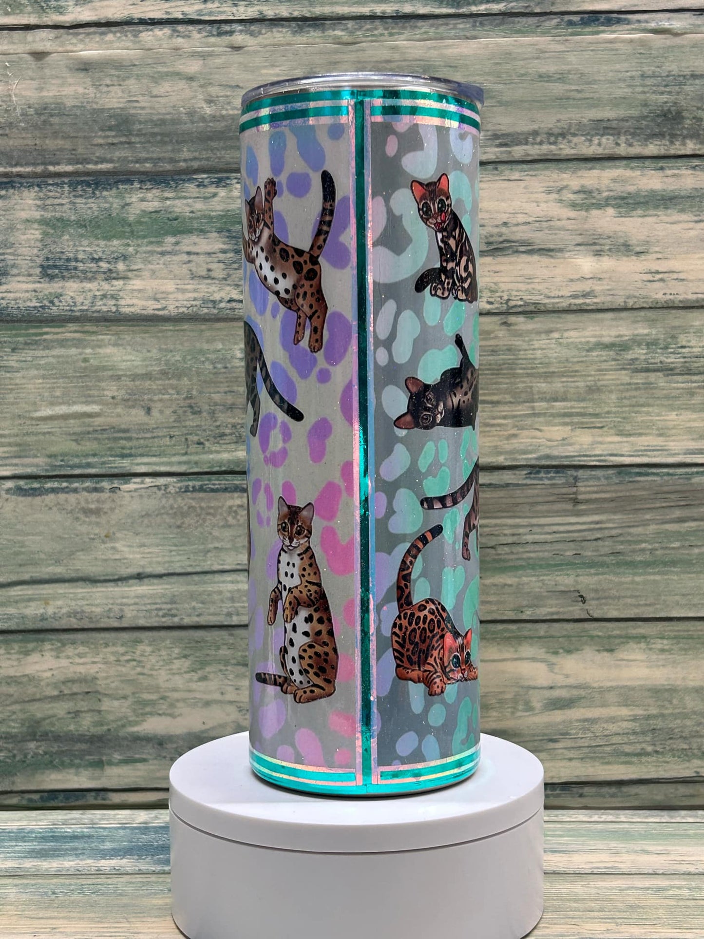 Beautiful Spotty Paws exclusive Bengal cat 20oz tumbler.