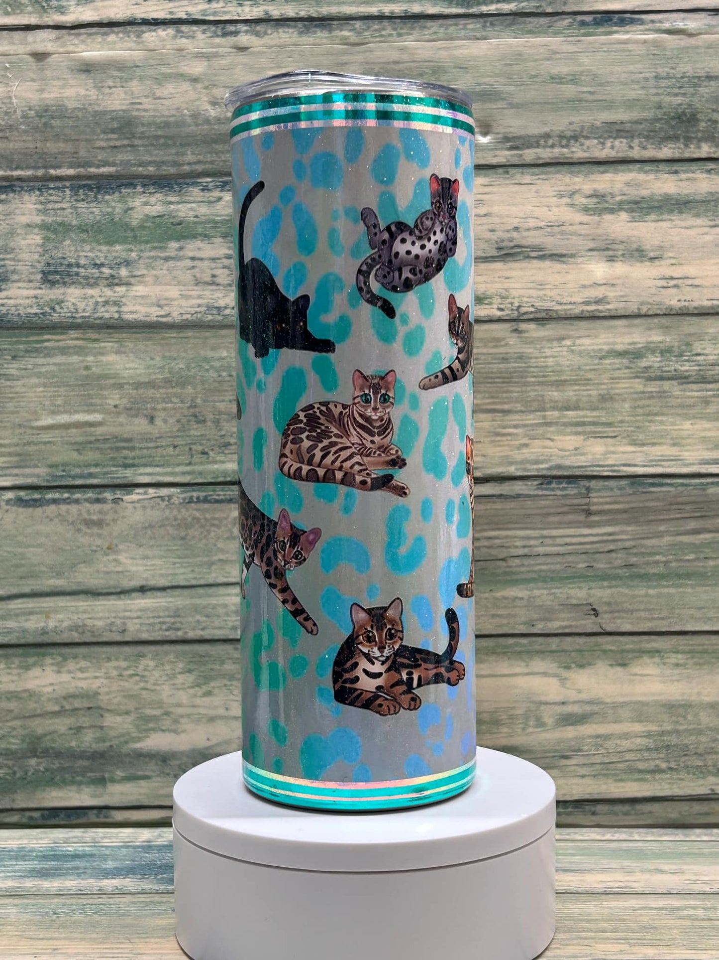 Beautiful Spotty Paws exclusive Bengal cat 20oz tumbler.