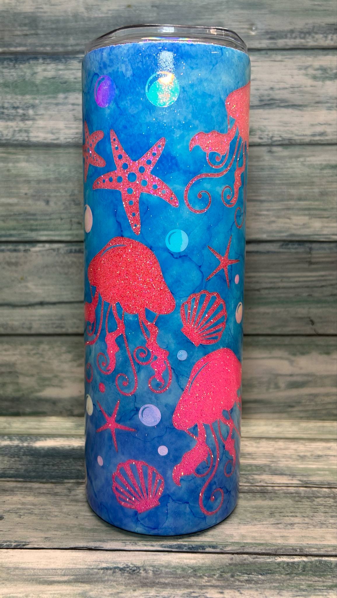 20oz Glow in the dark Jellyfish tumbler