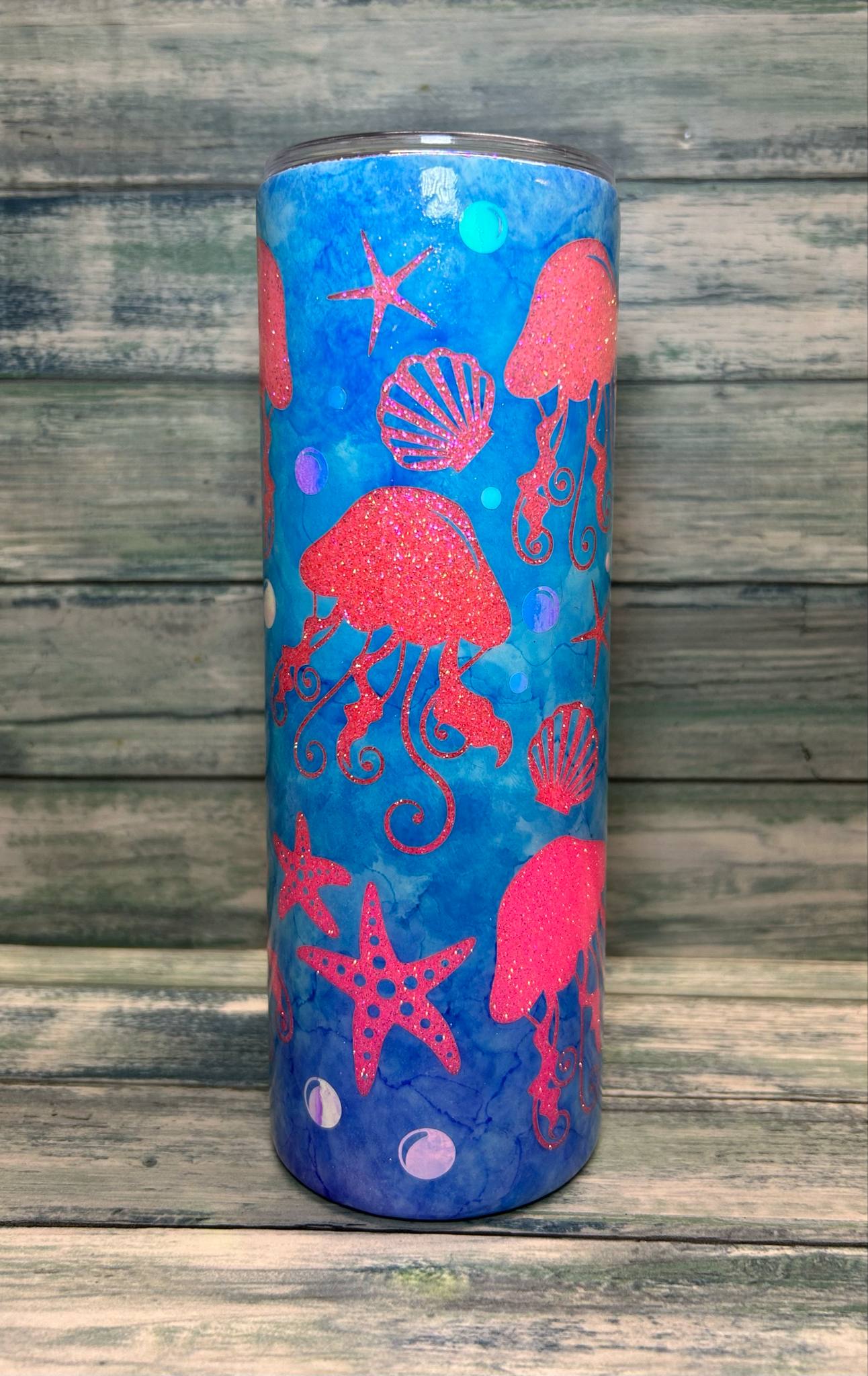 20oz Glow in the dark Jellyfish tumbler