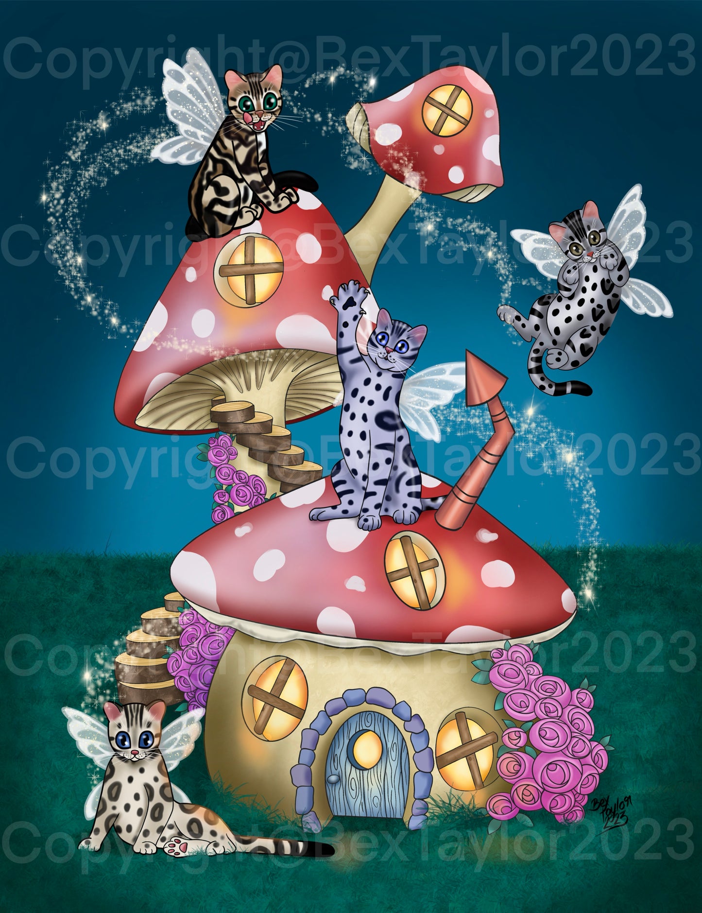 Bengal Illustration limited edition Art print “Whimsical whiskers”.