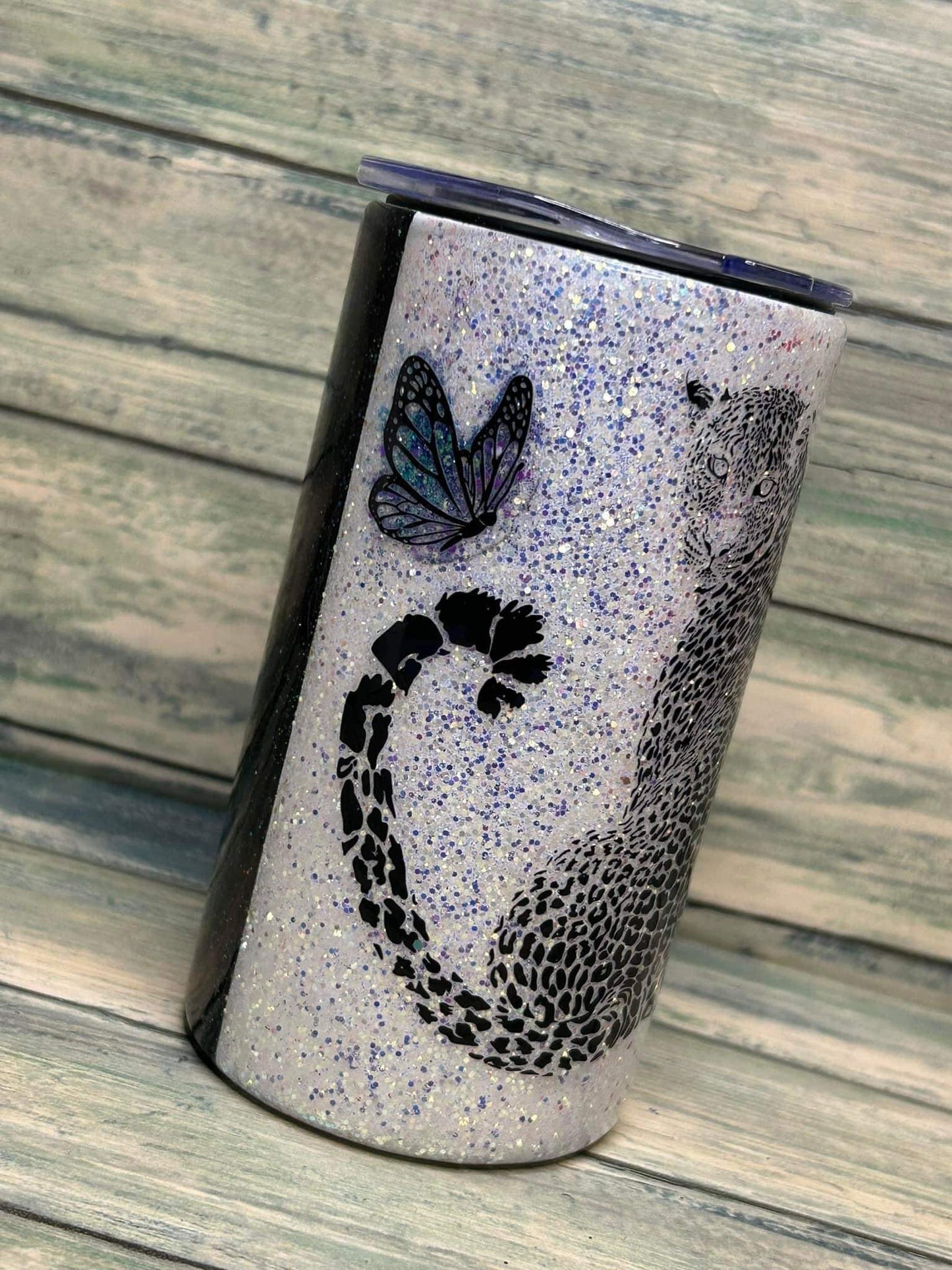 12oz “Stay Wild” monochrome leopard tumbler