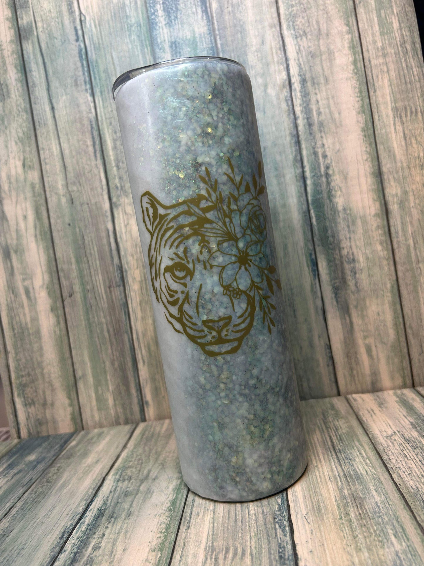 30oz matte and glossy Tiger tumbler.