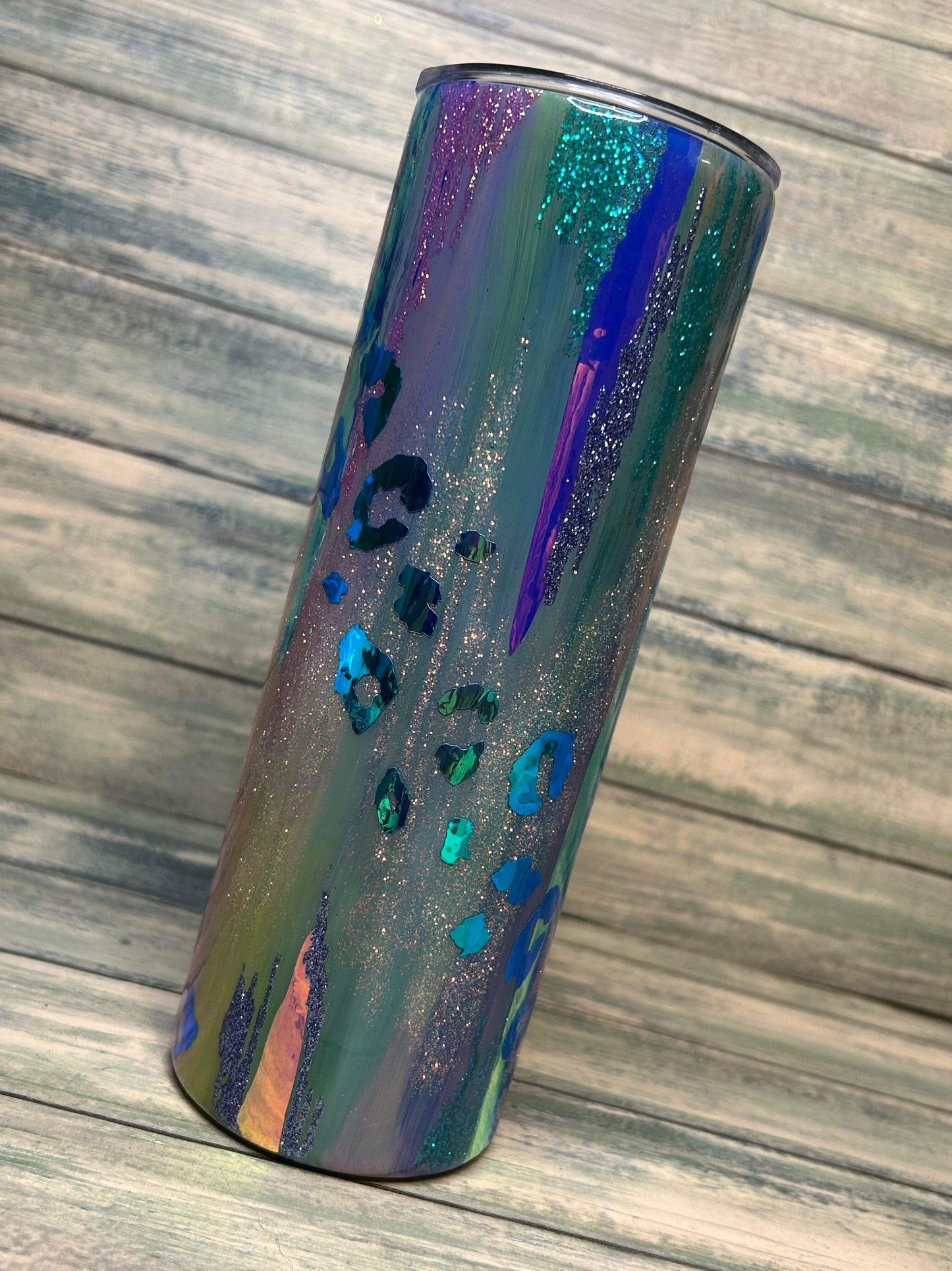 Beautiful brush stroke opal leopard 20oz