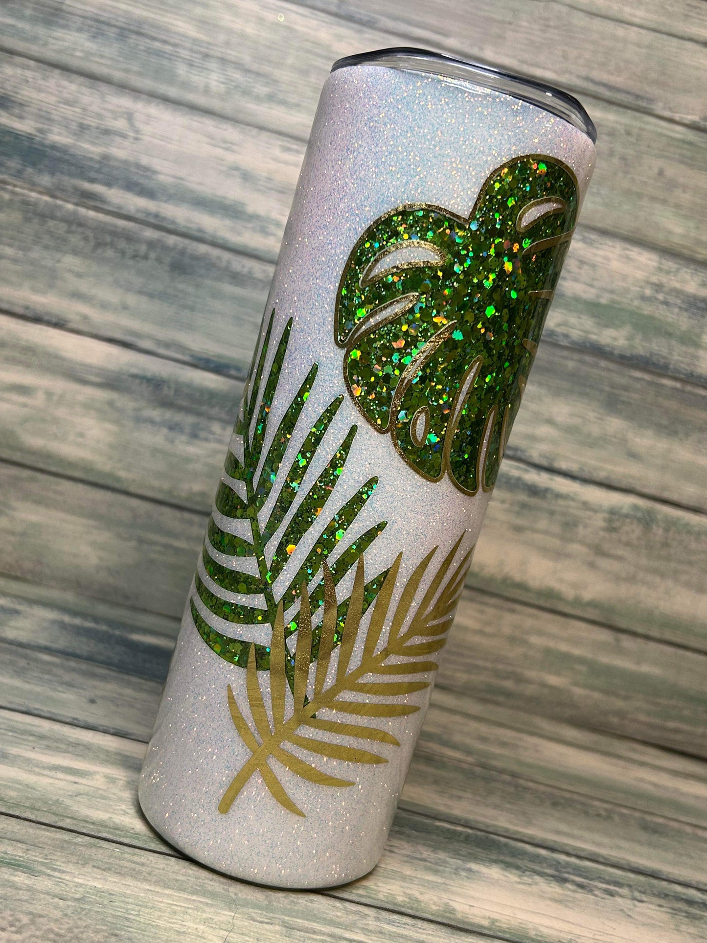 Summer 20oz Monstera leaf tumbler