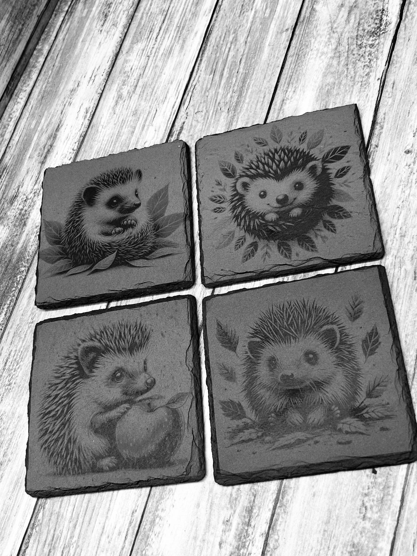 Cute Hedgehogs Slate coasters (set of 4)