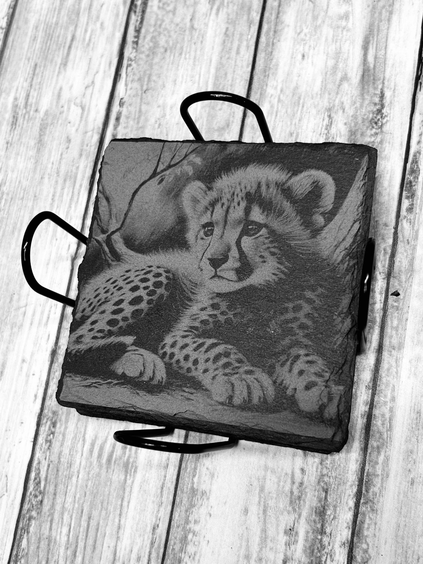 Slate baby Cheetah coasters (set of 4)