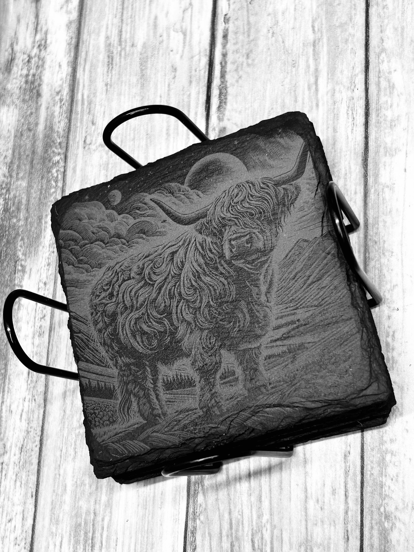Highland cow slate coasters (set of 4)