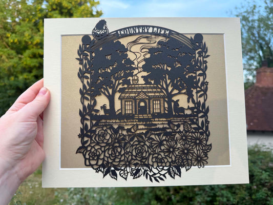 “A country life” intricate papercut.