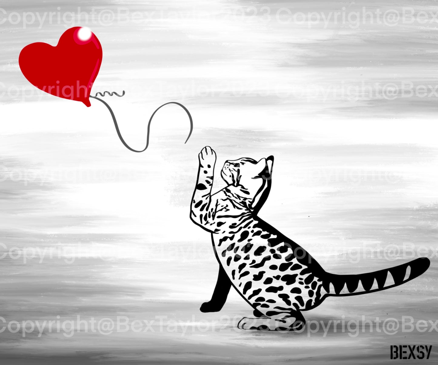 “Bexsy” Bengal cat illustration.