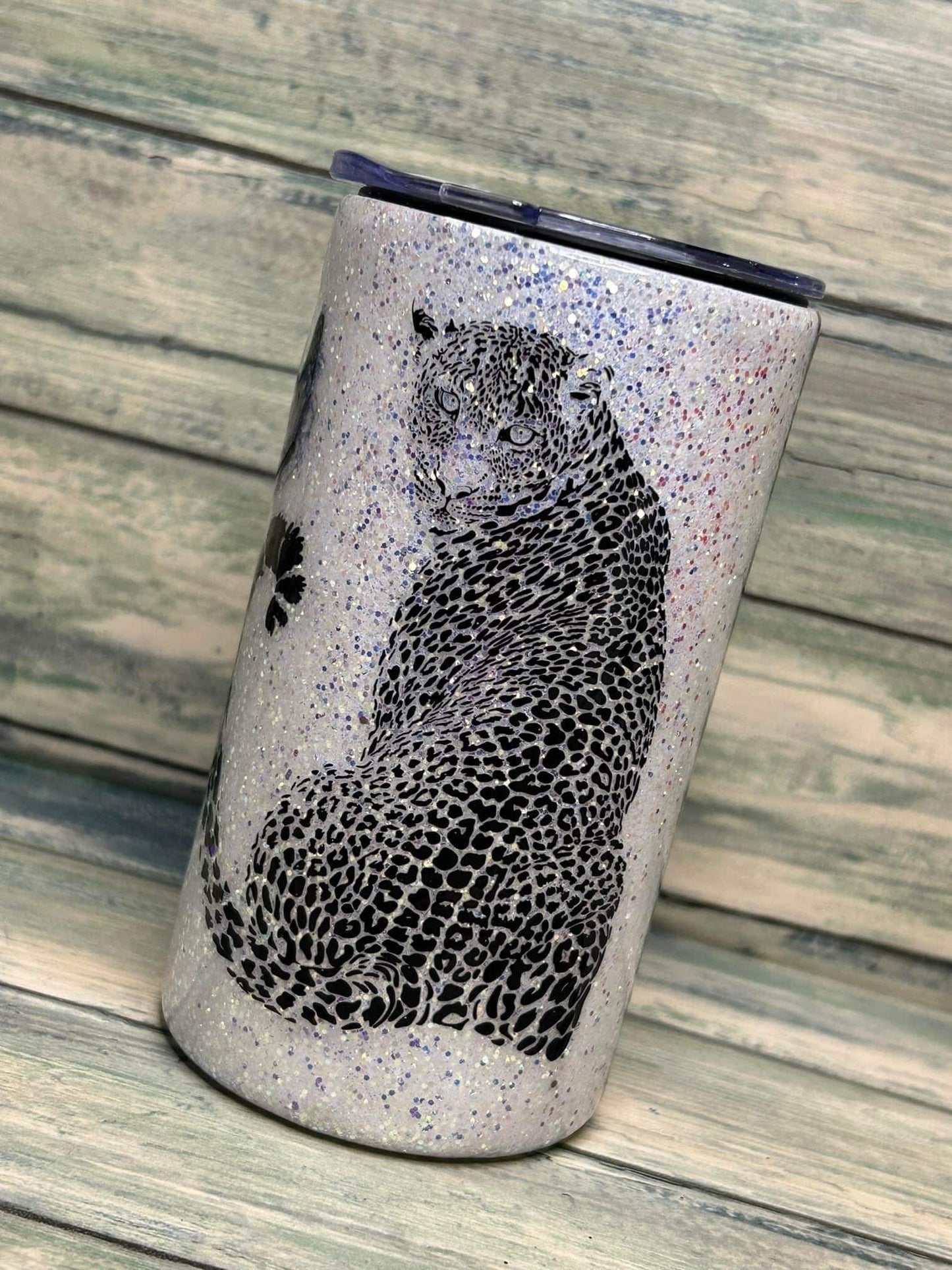12oz “Stay Wild” monochrome leopard tumbler