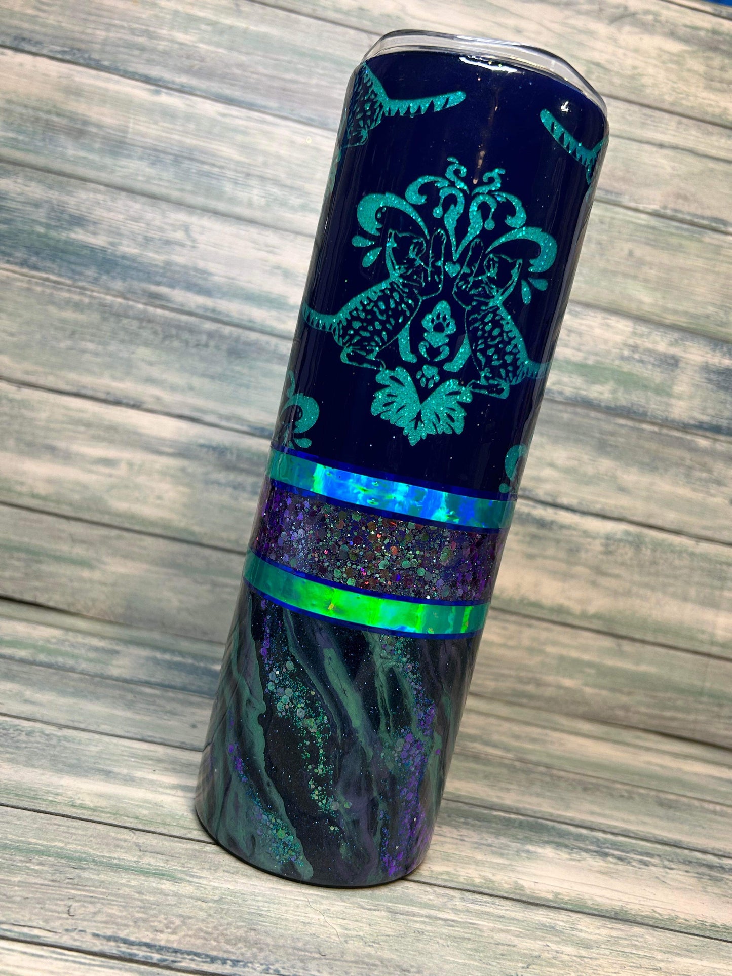 30oz Bengal cat damask tumbler